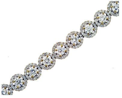 18K White Gold Diamond Halo Tennis Bracelet - Nazar's & Co. Jewelers