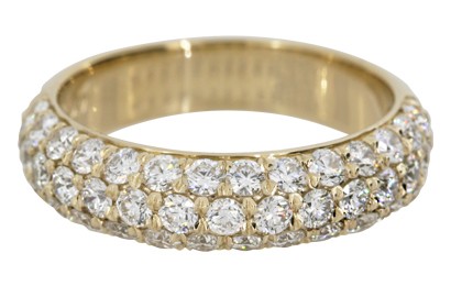 Pave-Set Diamond Eternity Band in Yellow Gold - Dominion Jewelers