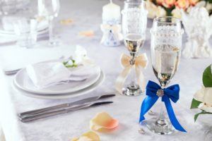 spring wedding and wedding ring table setup